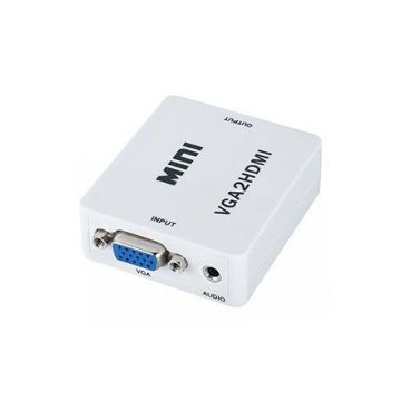 Adaptor KOM0846 VGA & Audio In - HDMI out, intrare audio stereo (Alb)