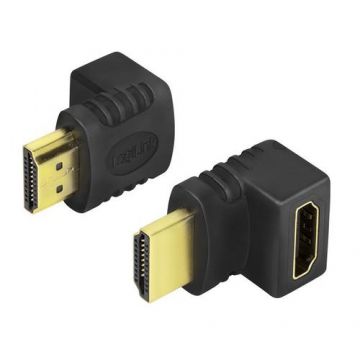 Adaptor video LOGILINK AH0007, HDMI - HDMI, conectori auriti, unghi de 90 grade, 4K UHD/30Hz (Negru)