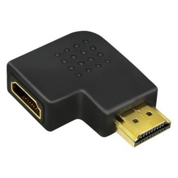 Adaptor video LOGILINK AH0008, HDMI - HDMI, conectori auriti, unghi de 90 grade, 4K UHD/30Hz (Negru)