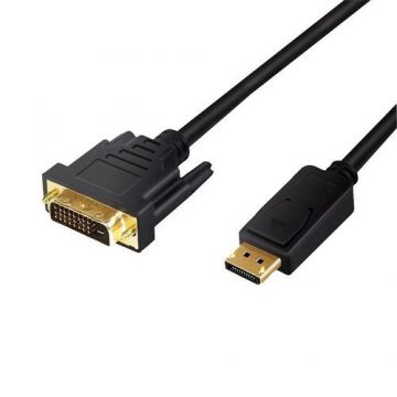 Cablu LOGILINK CV0131, DisplayPort - DVI-D DL, 2m, conectori auriti, Full HD/60Hz (Negru)