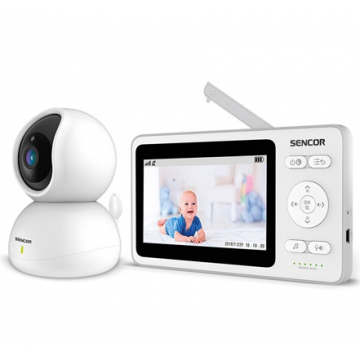 Monitor Video digital pentru bebelusi Sencor S-SBM440, 4.3inch, 2.4GHz (Alb/Negru)