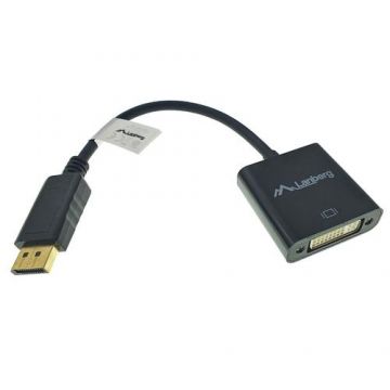Adaptor Lanberg 40870, DisplayPort tata la DVI-D (24+5) mama, rezolutie Full HD 1080p la 60 Hz, Negru