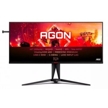 AOC Monitor Gaming IPS LED AOC 40 AG405UXC, WQHD (3440 x 1440), HDMI, DisplayPort, Boxe, 144 Hz, 4 ms, Negru