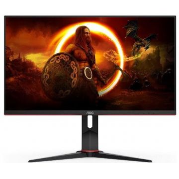 AOC Monitor Gaming IPS LED AOC U28G2XU2, Ultra HD (3840 x 2160), HDMI, DisplayPort, AMD FreeSync, Ecran Curbat, Pivot, Boxe, 144 Hz, 1 ms, Negru/Rosu