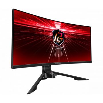 ASROCK Monitor Gaming ASRock PG34WQ15R3A, 34,  UHD (3440 x 1440) VA 1500 Curved, 165Hz, 1ms, HDMI, DisplayPort AMD FreeSync, WiFi, Negru