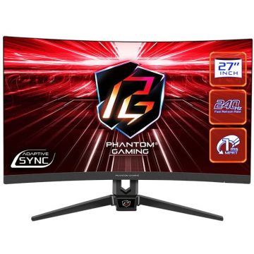 ASROCK Monitor Gaming VA LED Asrock 27 PG27F15RS1A, Full HD (1920 x 1080), HDMI, DisplayPort, AMD FreeSync, Ecran Curbat, Boxe, 240 Hz, 1 ms, Negru