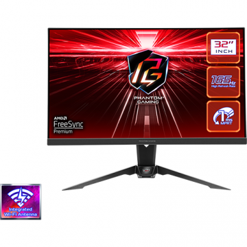 ASROCK Monitor Gaming VA LED Asrock 31.5 PG32QF2B, QHD (2560 x 1440), HDMI, DisplayPort, AMD FreeSync, Boxe, 165 Hz, 1 ms, Negru
