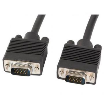 Cablu conectare ecranat cu miez de ferita, Lanberg, VGA tata/VGA tata , 15 m, Negru
