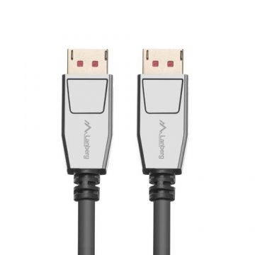 Cablu premium DisplayPort tata la DisplayPort tata v.1.4, Lanberg 42898, 1m, 8K 60Hz, HDR, DSC 1.2, Negru