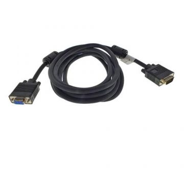 Cablu VGA Lanberg 42876, VGA tata - VGA mama, 15 pini, 3 m, dubla ecranare cu miez de ferita