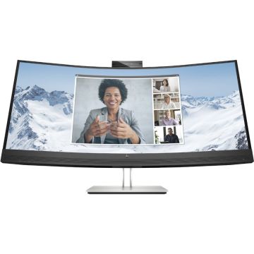 HP Monitor VA LED HP 34 E34m G4, WQHD (3440 x 1440), HDMI, DisplayPort, Ecran Curbat, Boxe, Negru/Argintiu