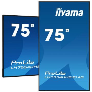 IIYAMA Display Profesional IPS LED iiyama 75 LH7554UHS-B1AG, Ultra HD (3840 x 2160), VGA, DVI, HDMI, DisplayPort, Boxe, Negru