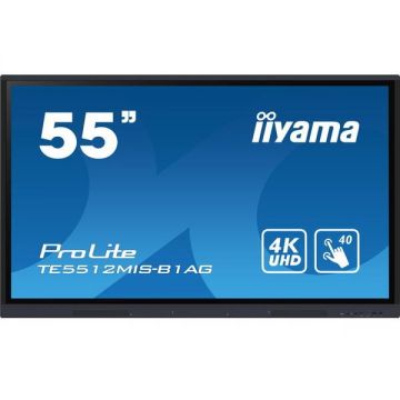 IIYAMA Display Profesional IPS LED iiyama ProLite 55 TE5512MIS-B1AG, Ultra HD (3840 x 2160), VGA, HDMI, Boxe, Touchscreen, Negru