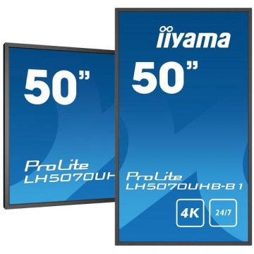 IIYAMA Display Profesional VA LED iiyama 49.5 PROLITE LH5070UHB-B1, Ultra HD (3840 x 2160), HDMI, DisplayPort, Negru