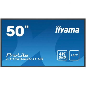 IIYAMA Monitor DigitalSignage Iiyama ProLite LH5042UHS-B3 50, 4K, IPS, 18/7, Android, Intel® SDM, Eshare, Iisignage, Negru