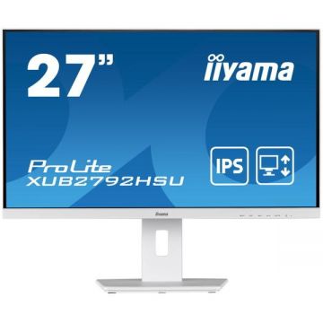 IIYAMA Monitor IPS LED iiyama PROLITE 27 XUB2792HSU-W5, Full HD (1920 x 1080), VGA, HDMI, DisplayPort, Pivot, Boxe, Alb