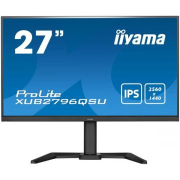 IIYAMA Monitor IPS LED iiyama ProLite 27 XUB2796QSU-B5, QHD (2560 x 1440), HDMI, DisplayPort, AMD FreeSync, Pivot, Boxe, Negru