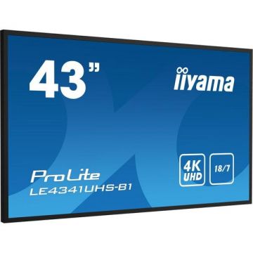 IIYAMA Monitor IPS LED Iiyama ProLite 43 LE4341UHS-B1, UHD (3840 x 2160), VGA, HDMI, Negru