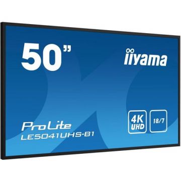 IIYAMA Monitor LED IPS, Iiyama LE5041UHS-B1, 50/4K, 1xVGA/3xHDMI, Negru