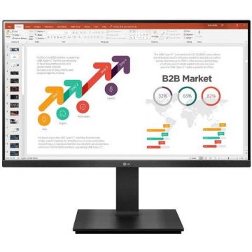 Lg Monitor IPS LED LG 23.8 24BP450S-B, Full HD (1920 x 1080), VGA, HDMI, DisplayPort, Pivot, Boxe, Negru