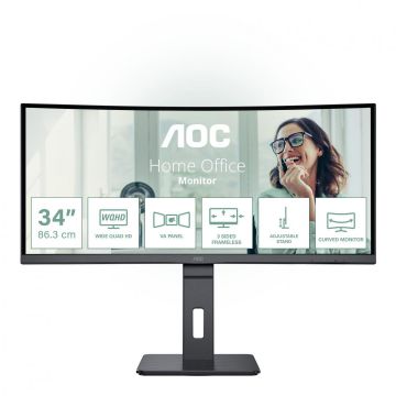 MONITOR AOC CU34P3CV 34 inch, Panel Type: VA, Backlight: WLED, Resolution: 3440 x 1440, Aspect Ratio: 16:9, Refresh Rate:100Hz, Response time GtG: 4 ms, Brightness: 300 cd/m², Contrast (static): 3000:1, Contrast (dynamic): 50m:1, Viewing angle: 178/178,