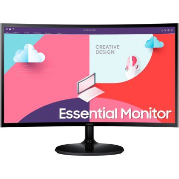 Samsung Monitor VA LED Samsung Essential S36C 24 LS24C364EAUXEN, Full HD (1920 x 1080), VGA, HDMI, AMD FreeSync, Ecran curbat, Negru