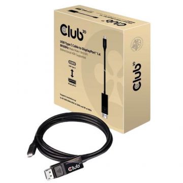 Cablu Club3D, DisplayPort 1.4 - USB 3.1 tip C, 1.8 m, Negru