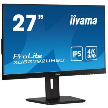 IIYAMA Monitor IPS LED iiyama ProLite XUB2792UHSU-B5 27 UHD, 60Hz, 4ms, HDMI, DisplayPort, DVI, HUB USB 2x3.2, HAS (150mm) + Pivot, Negru