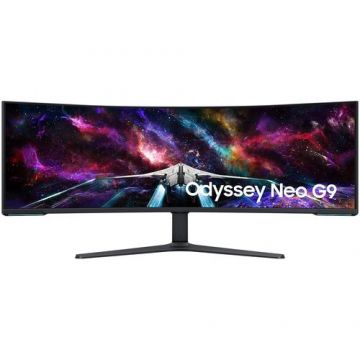 Monitor Gaming VA QLED MiniLED Samsung Odyssey Neo G9 57inch, LS57CG952NUXEN, DUHD (7680 x 2160), HDMI, DisplayPort, AMD FreeSync Premium Pro, Ecran curbat, 240Hz, 1 ms (Alb/Negru)