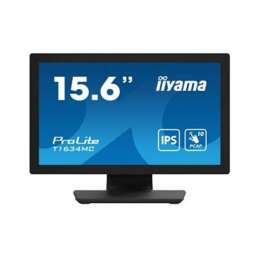 Monitor IPS LED Iiyama 15.6inch T1634MC-B1S, Full HD (1920 x 1080), VGA, HDMI, DisplayPort, Touchscreen (Negru)
