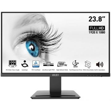 Monitor IPS LED MSI 23.8inch PRO MP243X, Full HD (1920 x 1080), 100 Hz, Display Port, HDMI, Boxe, 100 Hz, 1 ms (Negru)