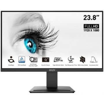 Monitor VA LED MSI 23.8inch PRO MP2412C, Full HD (1920 x 1080), Display Port, HDMI, Boxe, Ecran Curbat, 100 Hz, 1ms (Negru)