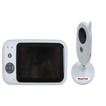 Monitor Video Klausstech, Tehnologie Wireless, Display De 3.5 Inch, Senzor Temperatura Si Miscare, Indicator De Semnal, Night Vision, 320 X 240 Pixeli, 8h, Alb