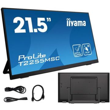 IIYAMA Monitor IPS LED Iiyama 21.5 T2255MSC-B1, Full HD (1920 x 1080), HDMI, DisplayPort, Touchscreen, Negru