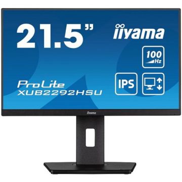 IIYAMA Monitor IPS LED Iiyama 21.5 XUB2292HSU-B6, Full HD (1920 x 1080), HDMI, DisplayPort, Boxe, Pivot, 100 Hz, 0.4 ms, Negru