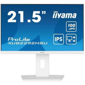 IIYAMA Monitor IPS LED Iiyama 21.5 XUB2292HSU-W6, Full HD (1920 x 1080), HDMI, DisplayPort, Boxe, Pivot, 100 Hz, 0.4 ms, Alb