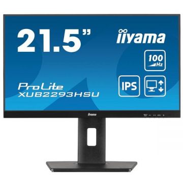 IIYAMA Monitor IPS LED Iiyama 21.5 XUB2293HSU-B6, Full HD (1920 x 1080), HDMI, DisplayPort, Boxe, Pivot, 100 Hz, 1 ms, Negru