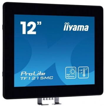 IIYAMA Monitor IPS LED iiyama ProLite 12.1 TF1215MC-B1, XGA (1024 x 768), VGA, HDMI, DisplayPort, IP65, Touchscreen, Negru