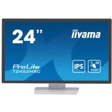 IIYAMA Monitor IPS LED iiyama ProLite 23.8 T2452MSC-W1, Full HD (1920 x 1080), HDMI, DisplayPort, Boxe, Touchscreen, Alb