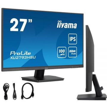 IIYAMA Monitor IPS LED Iiyama ProLite 27 XU2793HSU-B6, Full HD (1920 x 1080), HDMI, DisplayPort, Boxe, 100 Hz, Negru