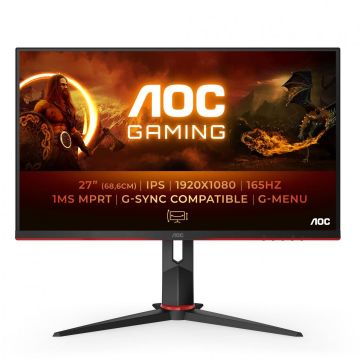 MONITOR AOC 27G2SPU/BK 27 inch, Panel Type: IPS, Backlight: WLED ,Resolution: 1920 x 1080, Aspect Ratio: 16:9, Refresh Rate:165Hz,Response time GtG: 4 ms, Brightness: 250 cd/m², Contrast (static):1000:1, Contrast (dynamic): 80M:1, Viewing angle: 178/178,