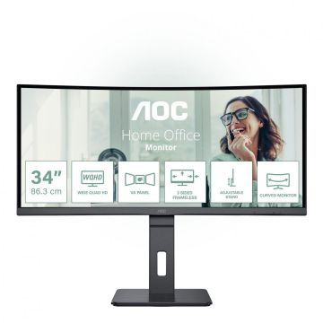 MONITOR AOC CU34P3CV 34 inch, Panel Type: VA, Backlight: WLED ,Resolution: 3440 x 1440, Aspect Ratio: 16:9, Refresh Rate:100Hz,Response time GtG: 4 ms, Brightness: 300 cd/m², Contrast (static):3000:1, Contrast (dynamic): 50m:1, Viewing angle: 178/178, Co