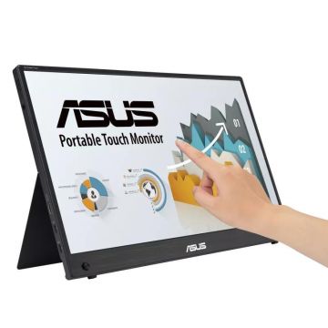 MONITOR TOUCH MB16AHT 15.6 inch, Panel Type: IPS, Resolution: 1920x1080, Aspect Ratio: 16:9, Refresh Rate:60Hz, Response time GtG: 5 ms, Brightness: 250 cd/m², Contrast (static): 700:1, Viewing angle: 170/170, Colours:262k , 2W speakers, Adjustability: T