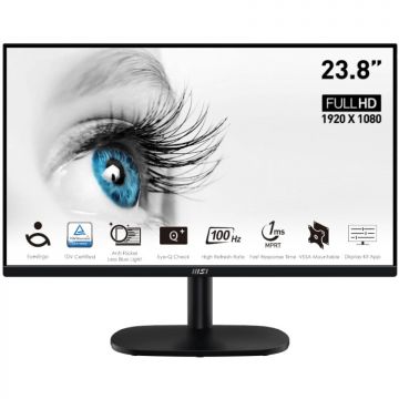 MSI Monitor LED, MSI PRO MP245V VA, 23.8 Full HD, 100 Hz, D-Sub & HDMI, 1 ms, Eye Care, Negru