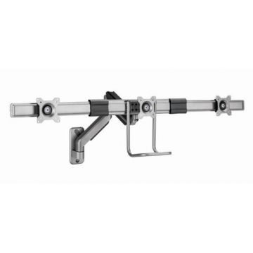 Suport perete pentru 3 monitoare Gembird MA-WA3-01, 17”-27”, 18 kg, VESA 75x75/100x100 (Argintiu)