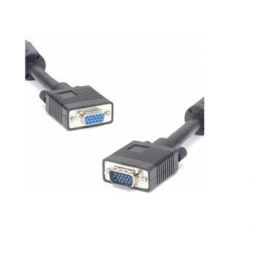 Cablu prelungitor VGA, mama - tata, cu ferite, high quality, dubluecranat, 5m, PremiumCord kpvc05