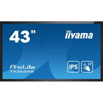 IIYAMA Display Profesional iiyama 42.5 T4362AS-B1, Ultra HD (3840 x 2160), HDMI, Boxe, Touchscreen, Negru