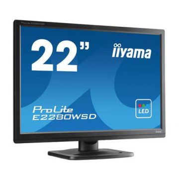 Monitor Refurbished Iiyama E2280WSD, 22 Inch LED, 1680 x 1050, VGA, DVI (Negru)