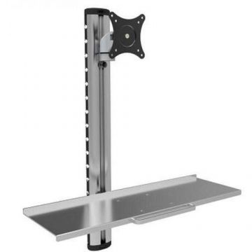 Suport pentru monitor si tastatura TECHLY ICA-PLW 01, de perete, raft extensibil, 15-27 inch, reglabil (Gri)