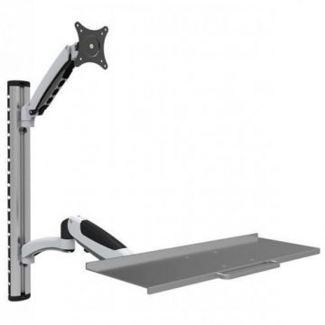 Suport pentru monitor si tastatura TECHLY ICA-PLW 02, de perete, raft extensibil, 15-27 inch, reglabil  (Gri)